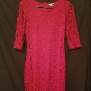 Burgundy lace girl dress.